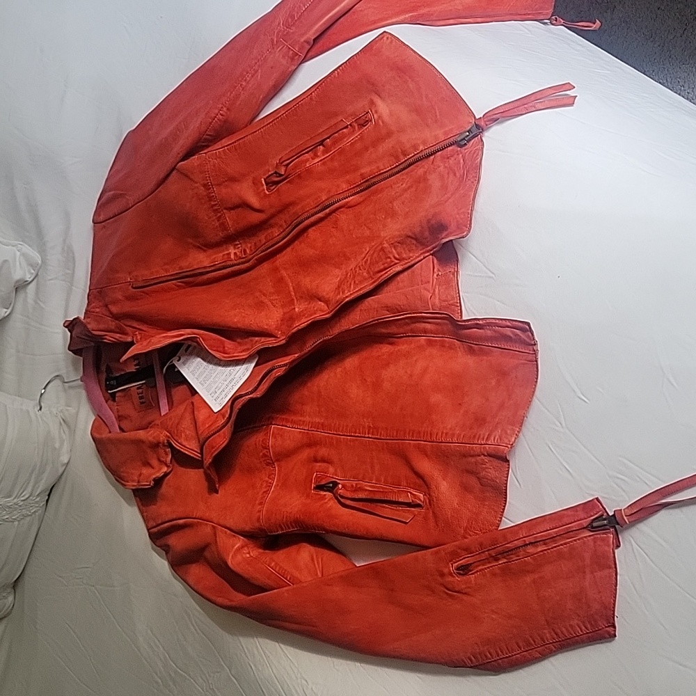 Red leather Moto jacket